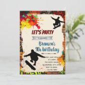 Skateboarding-Graffiti-Geburtstagsfeier Einladung (Stehend Vorderseite)