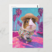 Skateboarding Guinea Pig am Strand Postkarte (Vorne/Hinten)