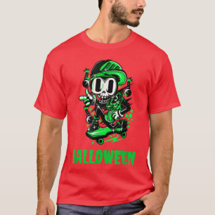 Skateboarding Halloween Skelett  T-Shirt