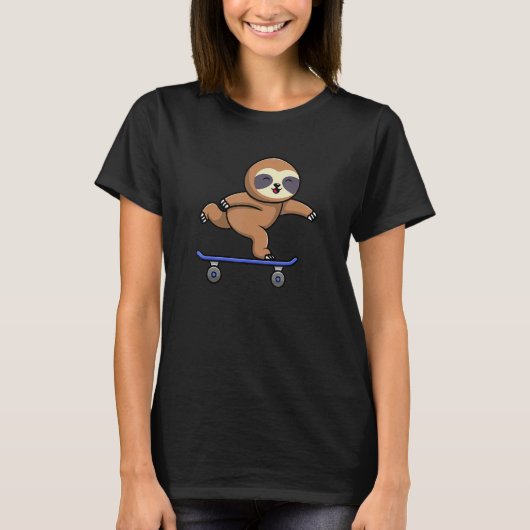 Skateboarding Happy Sloth Skateboard Cute Sporty A T-Shirt (Vorderseite)