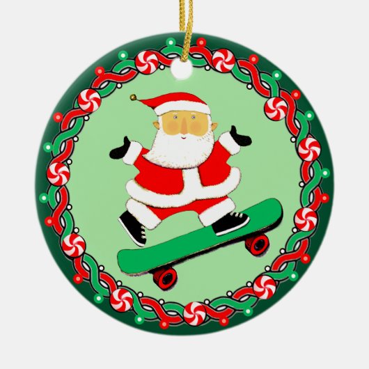 Skateboarding Holiday Geschenk Keramik Ornament (Vorne)