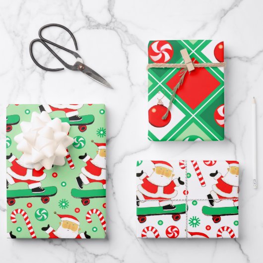Skateboarding Holiday Geschenkpapier Set (Vorderseite)