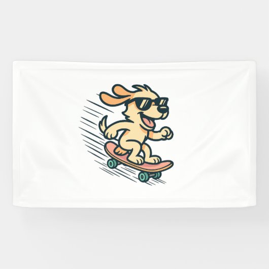 Skateboarding Hund Banner (Horizontal)