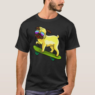 Skateboarding Hund für einen Mops Lover und Skate T-Shirt