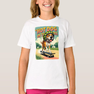 Skateboarding-Hund Sommer Lustig Retro-Strand T-Shirt
