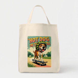 Skateboarding-Hund Sommer Lustig Retro-Strand  Tragetasche