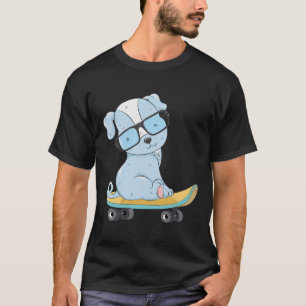 Skateboarding Hund Welpe Lustiges Skateboard Süßer T-Shirt
