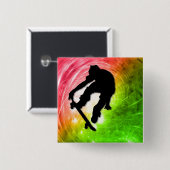 Skateboarding in einem psychedelischen Wirbelsturm Button (Vorne & Hinten)