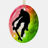 Skateboarding in einem psychedelischen Wirbelsturm Keramik Ornament (Rechts)