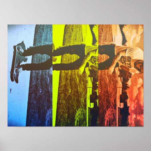 Skateboarding in Primärfarben Poster (Vorne)