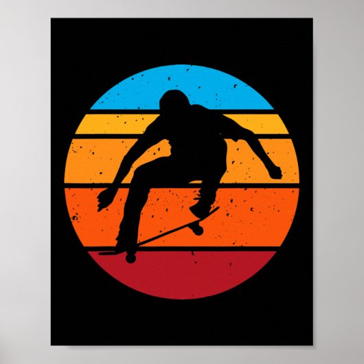 Skateboarding-Junge Trick Retro-Skater Poster (Vorne)
