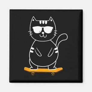 Skateboarding-Katze - Skateboard Skateboarder Skat Magnet
