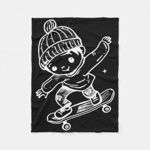 Skateboarding-Kind-Comic-Freizeitsport Fleecedecke