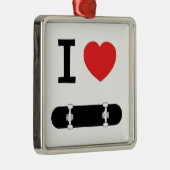 Skateboarding Liebe I Silbernes Ornament (Rechts)