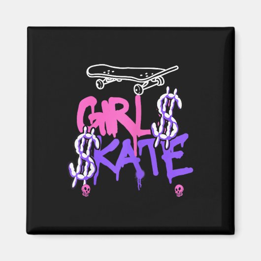 Skateboarding Mädchen  Magnet (Vorne)