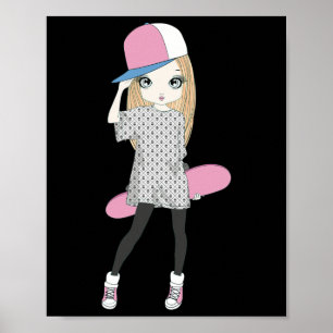 Skateboarding Mädchen Skaten Skateboard Machen Ein Poster