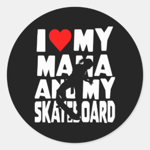 Skateboarding Mädchen Thema Ich liebe Mama und mei Runder Aufkleber