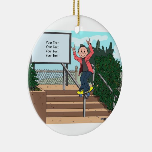 Skateboarding - Mann Keramik Ornament (Rechts)