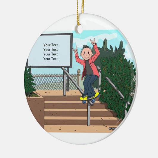 Skateboarding - Mann Keramik Ornament (Links)