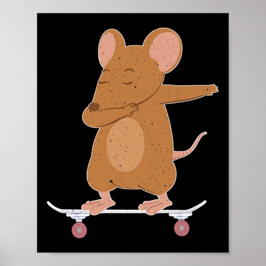 Skateboarding-Maus oder -Ratte auf Skateboard-Gesc Poster (Vorne)