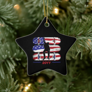 Skateboarding Men - USA American Flag Keramik Ornament
