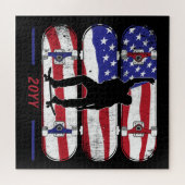 Skateboarding Men - USA American Flag Puzzle (Horizontal)