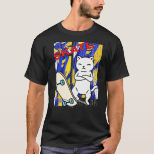 Skateboarding-Outfit und süße skatende Katze süß T-Shirt