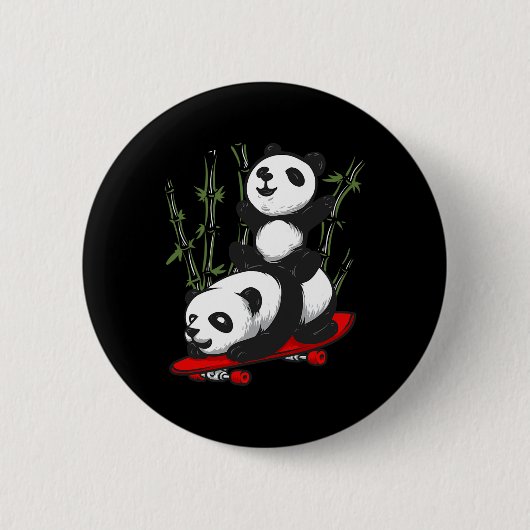Skateboarding Panda Bär Wild Lustiger Panda Skateb Button (Vorderseite)