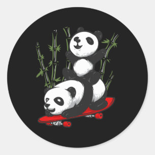 Skateboarding-Panda-Bär-Wilder-Lustiger-Panda-Skat Runder Aufkleber