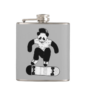 Skateboarding Panda Flachmann