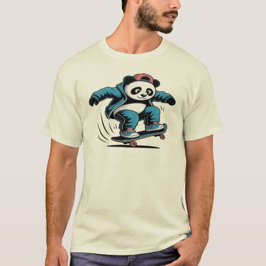 Skateboarding-Panda T-Shirt (Vorderseite)