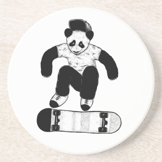 Skateboarding-Panda Untersetzer (Vorne)