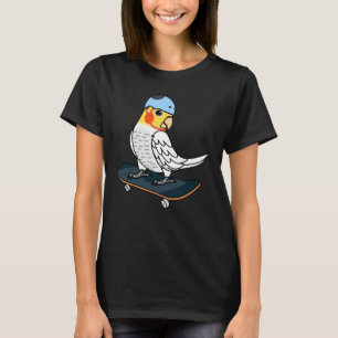 Skateboarding Parrot I Lutino Cockatiel T-Shirt