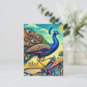 Skateboarding Peacock Colorful and Fun Postkarte (Stehend Vorderseite)