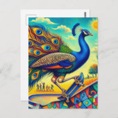 Skateboarding Peacock Colorful and Fun Postkarte (Vorne/Hinten)