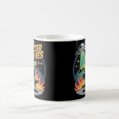 Skateboarding Pinguin Under UFO Funny Cartoon Kaffeetasse (Mittel)