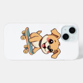 Skateboarding Puppy 🛹 Cute Dog Cartoon T-Shirt De Case-Mate iPhone Hülle (Rückseite (Horizontal))