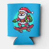 Skateboarding Santa - Fun Pixel Art Holiday Design Dosenkühler (Vorderseite)