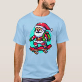 Skateboarding Santa - Fun Pixel Art Holiday Design T-Shirt (Vorderseite)