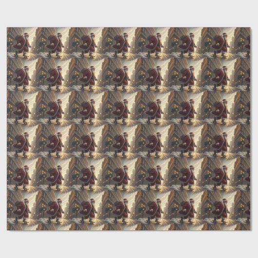 Skateboarding Santa Wrapping Paper Geschenkpapier (Flach)