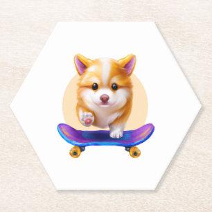 Skateboarding Shiba Inu Dog for Kids Untersetzer