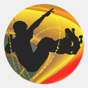 Skateboarding-Silhouette in der Schüssel Runder Aufkleber