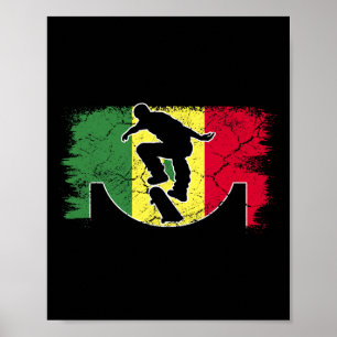 Skateboarding Skateboard senegalesische Flagge Sen Poster