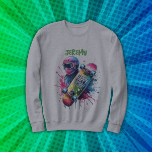 Skateboarding Skater Happy Birthday Monogram Grau  Sweatshirt