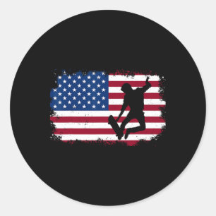 Skateboarding Skater Skateboard Amerikanische Flag Runder Aufkleber