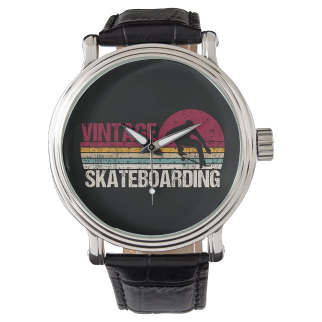 Skateboarding Skater Vintage Retro Armbanduhr (Vorderseite)