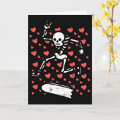 Skateboarding Skeleton Heart Valentines Day Love S Karte (Gelbe Blume)