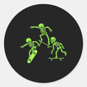 Skateboarding-Skelette Halloween Skater Jungen Kin Runder Aufkleber