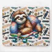 Skateboarding Sloth Mousepad (Vorne)