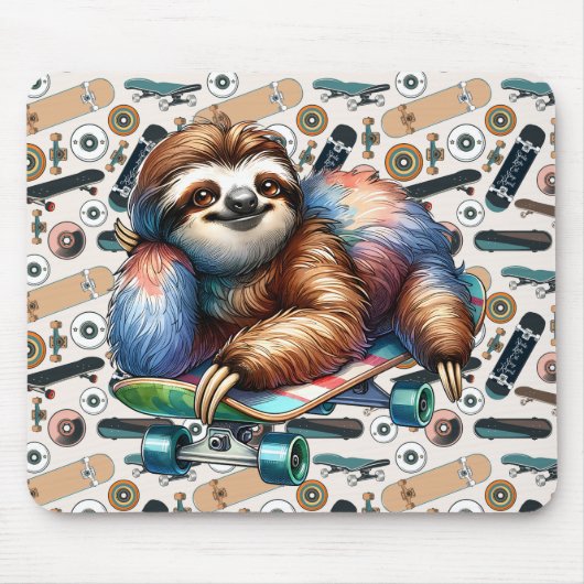 Skateboarding Sloth Mousepad (Vorne)